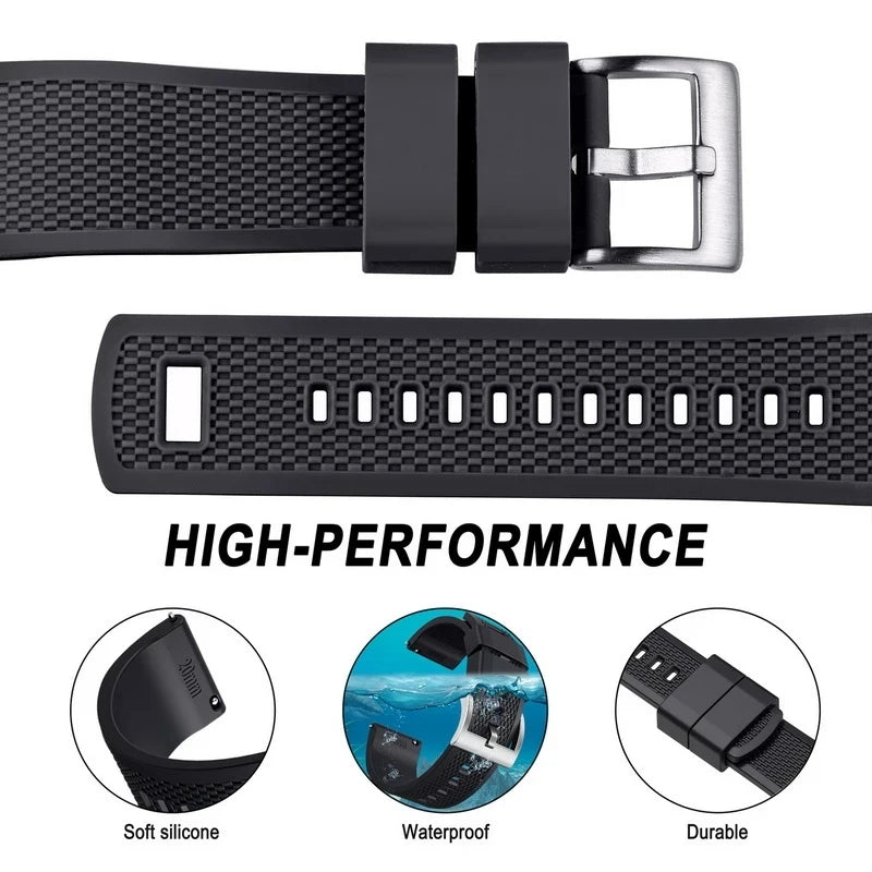 Hemsut Silicone Smart Watch Band, 18mm 20mm 22mm, Quick Release Rubber Watch Strap for Men and Women, Soft Replacement