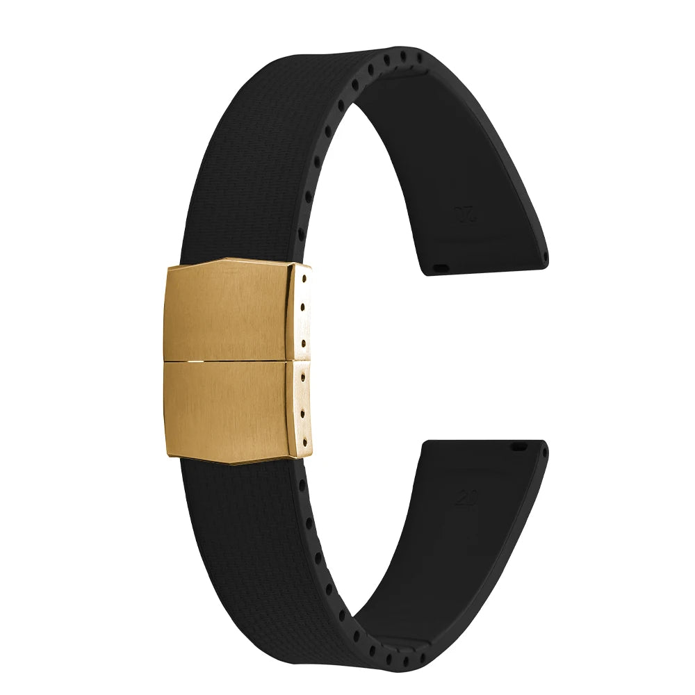 Cinturini per orologi in gomma Delugs CTS Fkm da 20 mm con fibbia a farfalla, 4 colori, texture unica, cinturino per orologi a sgancio rapido per orologi di marca