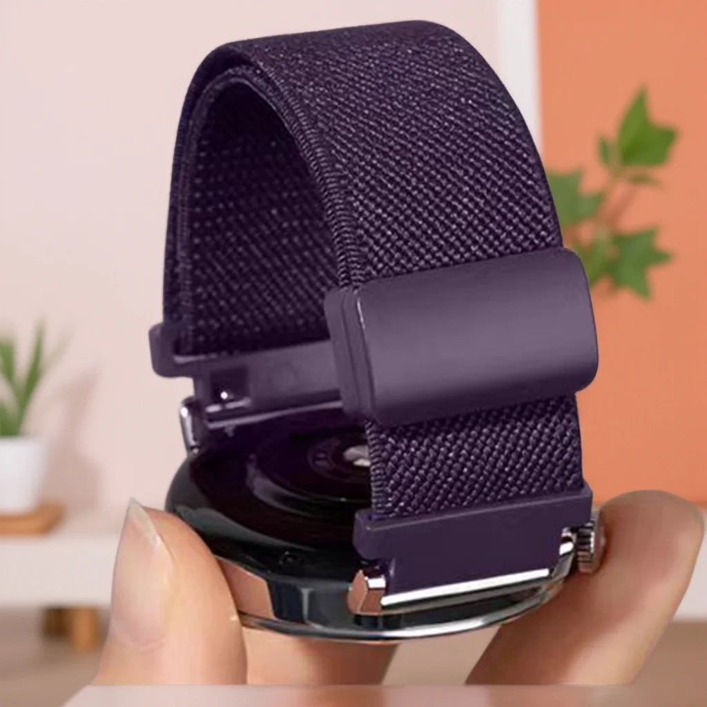 Boucle magnétique élastique en nylon pour Samsung Watch4/5/6/Huawei GT4/GT3/Watch 4/Amazfit GTR4/Xiaomi/Garmin Venu/Fenix 7