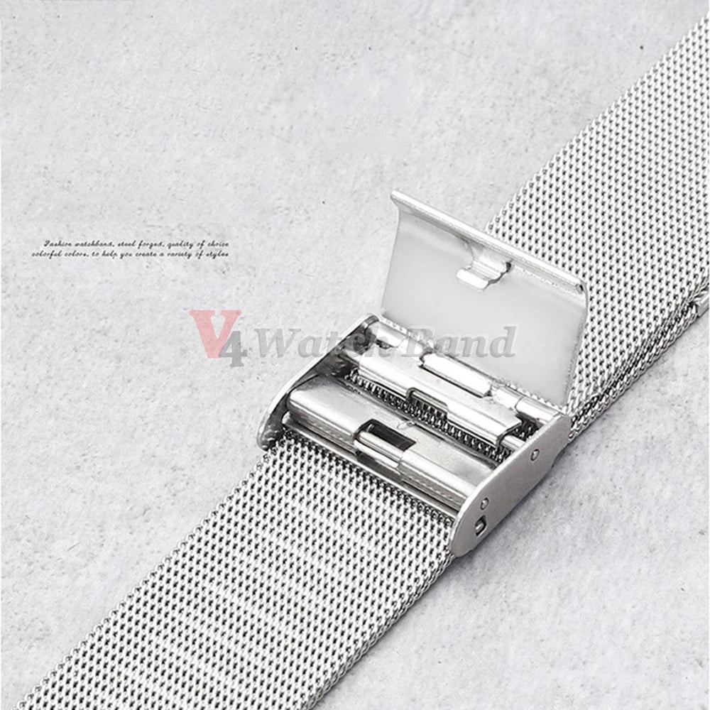 Bracelet de montre en maille 0.4, 16mm 18mm 20mm 22mm, pour Seiko pour montre DW, Bracelet milanais en acier pour hommes et femmes, accessoires