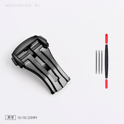 Fibbia deployante per cinturino Omega in pelle/gomma, chiusura deployante in metallo, in acciaio inossidabile, accessori per fibbia dell'orologio, 16mm 18mm 20mm