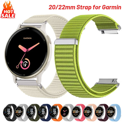 Cinturino in nylon da 20 mm 22 mm per Garmin Forerunner 255 265 970 165 55/Active 6 5, Correa Garmin Venu 4 3 45 mm/Vivoactive 5