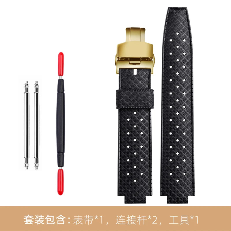 Cinturino in gomma per orologio LV, con apertura rialzata, Louis Vuitton, serie Tambour, Q1121, cinturino dedicato, uomo, donna, Q114k