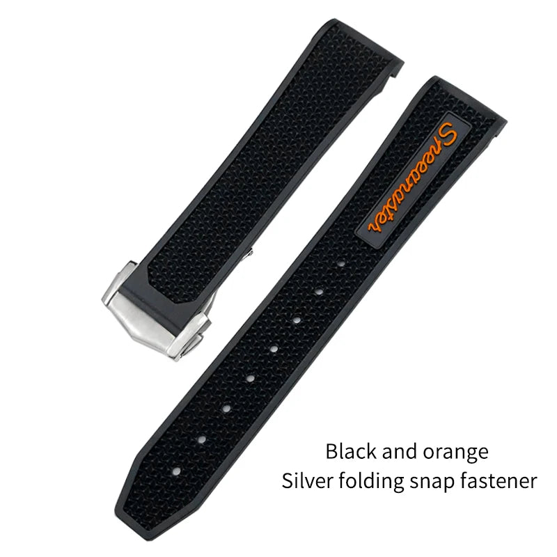 Soft Rubber and Silicone Watch Strap, 19mm 21mm 20mm 18mm, for Omega Speedmaster Seamaster 300 Sport Watch, Black and Blue Bracelets