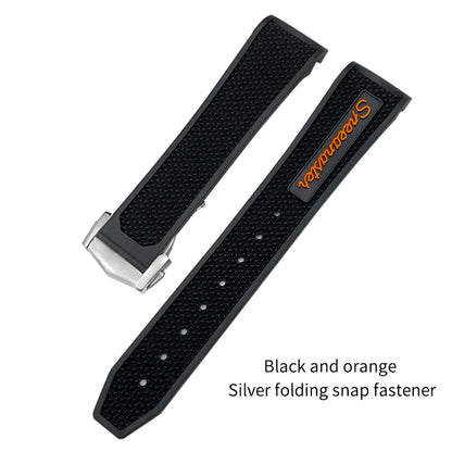 Soft Rubber and Silicone Watch Strap, 19mm 21mm 20mm 18mm, for Omega Speedmaster Seamaster 300 Sport Watch, Black and Blue Bracelets