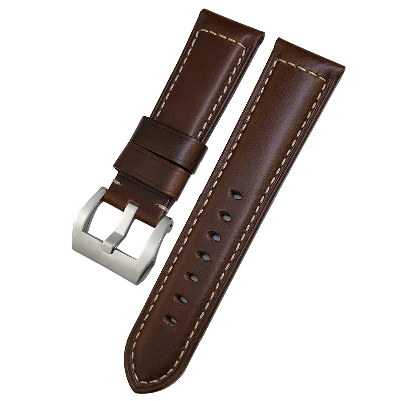 Bracelet de montre en cuir véritable, 24mm 26mm, pour Panerai LUMINOR PAM111 PAM 441, Style rétro, fait à la main