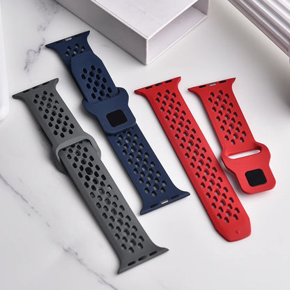 Cinturino in gomma FKM traspirante per Apple Watch, cinturino con fibbia per iWatch 9, 8, 7, 6, 5, 4, Se, Ultra 2/1, 49mm, 10mm, 46mm, 45mm, 44mm