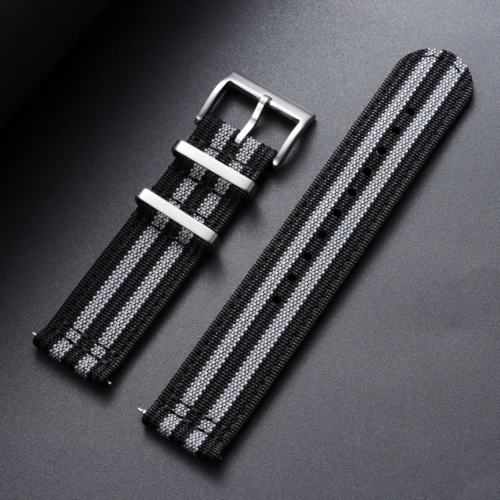 Bracelet en nylon côtelé 20 mm 22 mm pour Tudor pour Omega, bracelet de montre en toile tissée pour homme, noir, militaire, sport, à libération rapide