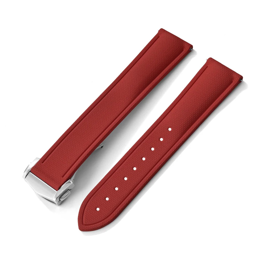 Bracelet de montre déployant de sport à motif tissé de haute qualité, 20mm 21mm 22mm, bracelet de montre en caoutchouc FKM