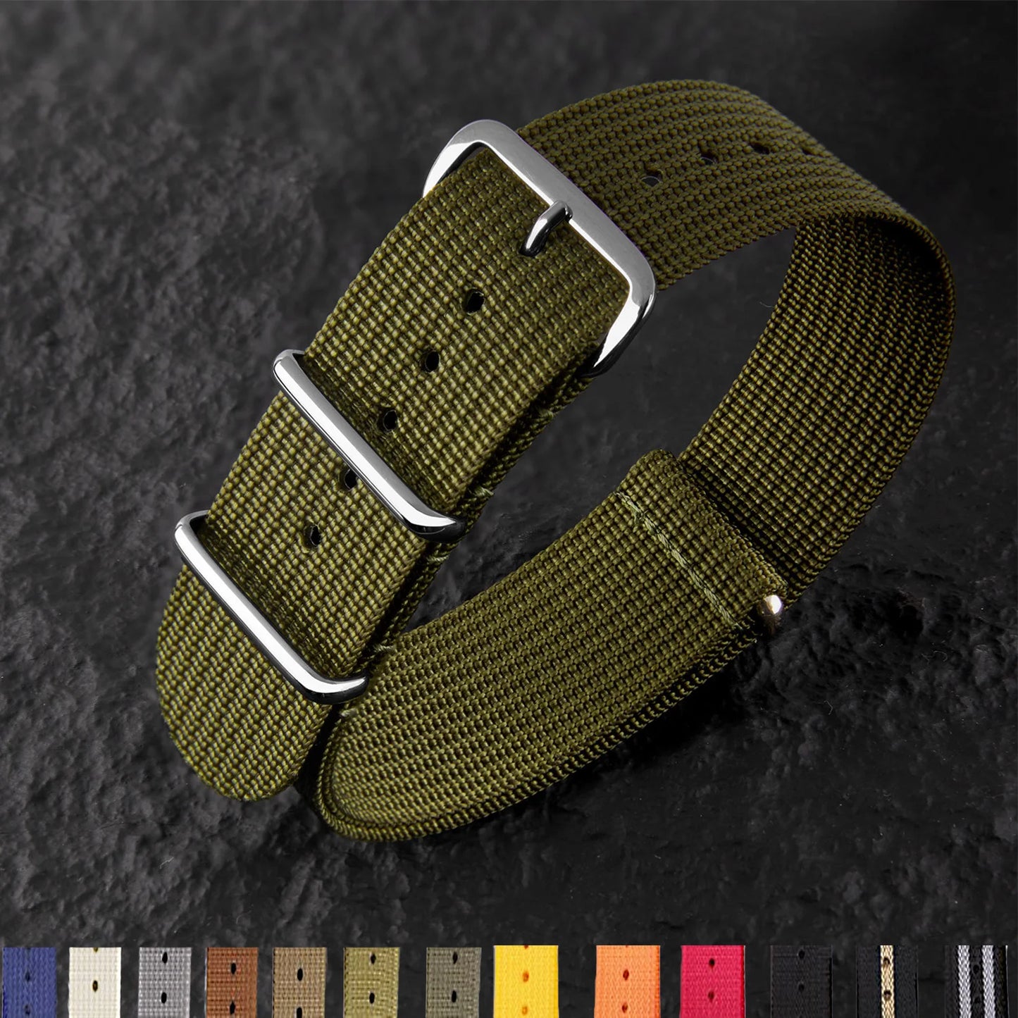 Bracelet de montre en Nylon nervuré 20mm 22mm bracelets de montre confortables boucle militaire lavable Blet pour hommes bracelets de montre
