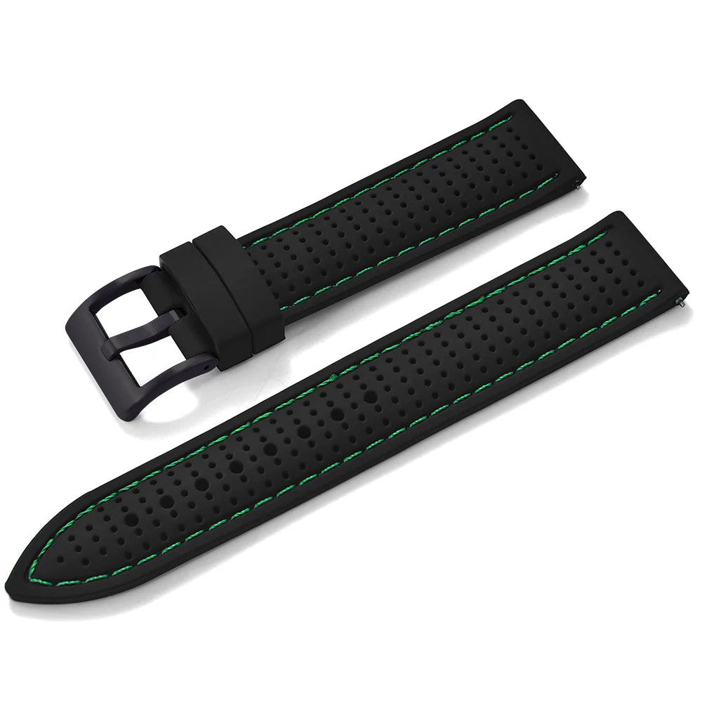 Bracelet de montre sport en silicone à dégagement rapide - Bracelet en caoutchouc souple respirant et imperméable, ajustement universel 18 mm 20 mm 22 mm pour hommes et femmes
