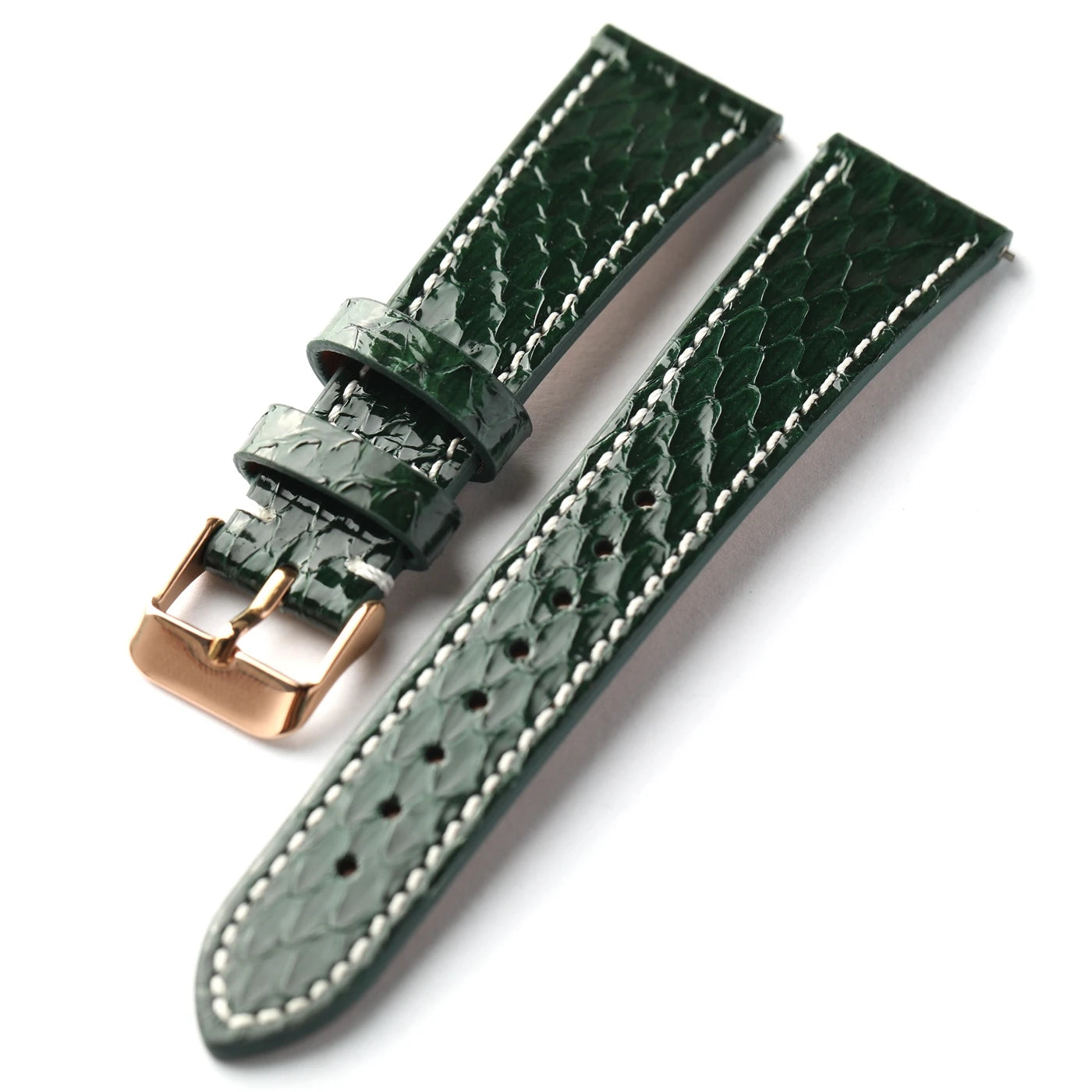 Cinturino per orologio fatto a mano in pelle di serpente, 18, 19, 20 mm, stile morbido e vintage, a sgancio rapido, verde, nero, giallo, lunghezza S/M