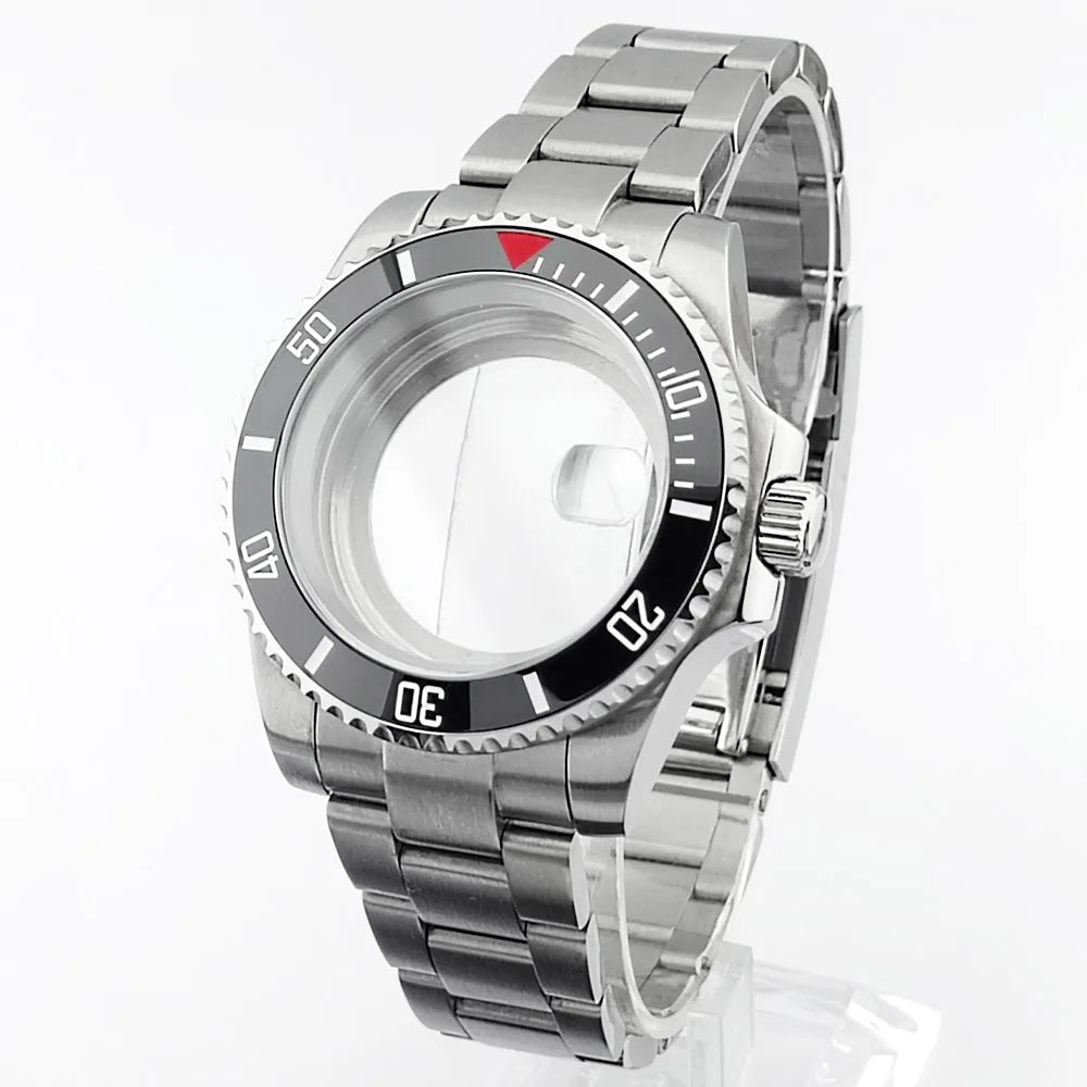    40.5mm sous-montre verre saphir boîtier en métal ajustement NH35/36/38 mouvement ajustement 28.5mm cadran pièces de montre accessoires boîte de montre bande