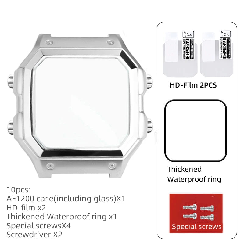Stainless Steel Watch Case and Strap Modification Kit for Casio Royale Mod AE-1200 (3299) AE-1200WH AE-1300 WS-1600H (3556) WS-1600H