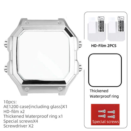 Stainless Steel Watch Case and Strap Modification Kit for Casio Royale Mod AE-1200 (3299) AE-1200WH AE-1300 WS-1600H (3556) WS-1600H