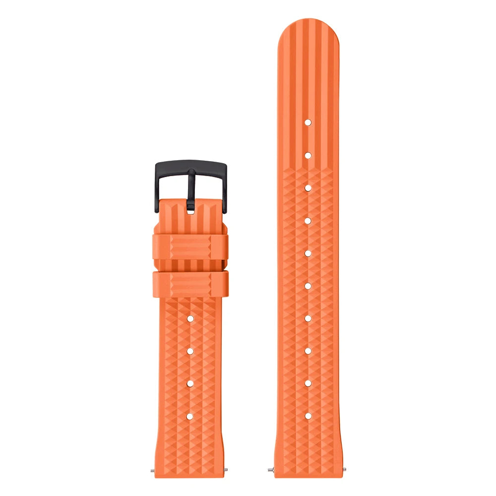 FKM – Fluororubber Waffle Watch Strap, 20mm 22mm, Universal, Waterproof, Comfortable, Sport, Quick Release
