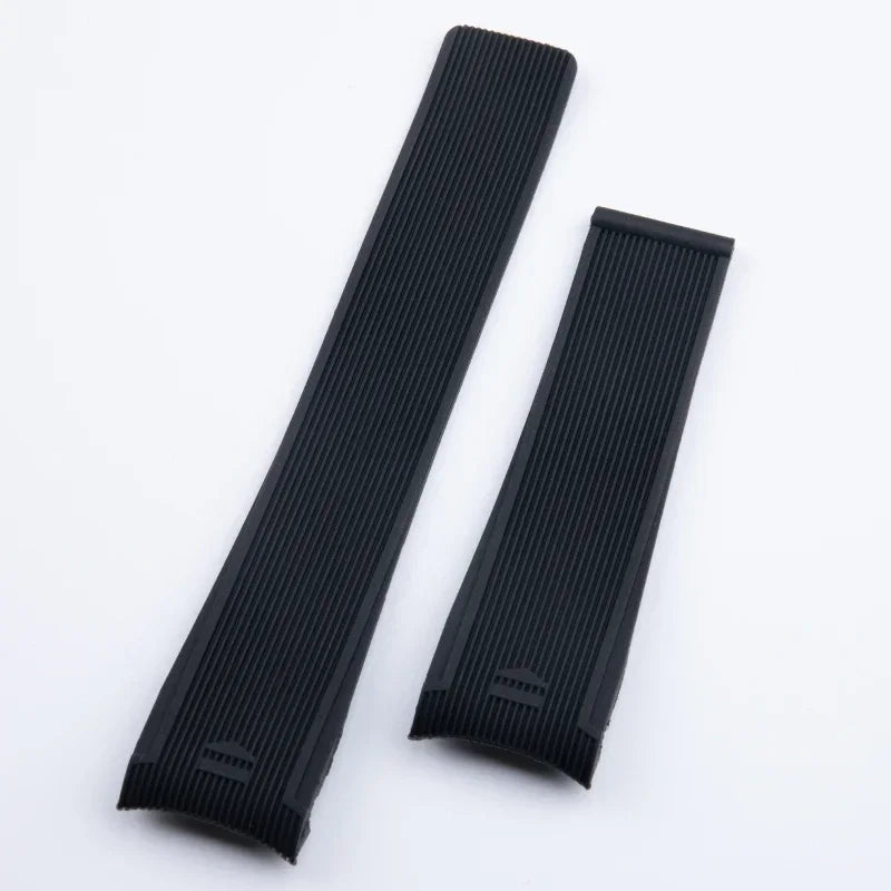 24mm Soft Thin Natural Rubber Curved End Watch Strap Band for TAG, for HEUER Grand Carrera Aquaracer Watch Bracelet