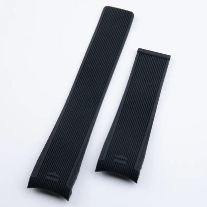 24mm Soft Thin Natural Rubber Curved End Watch Strap Band for TAG, for HEUER Grand Carrera Aquaracer Watch Bracelet