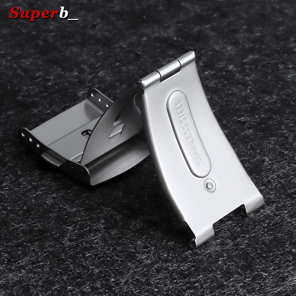 Boucle de montre pliable en acier inoxydable, 12/14/16/18/20/22mm, bouton de sécurité double pression, accessoires de bracelet de montre