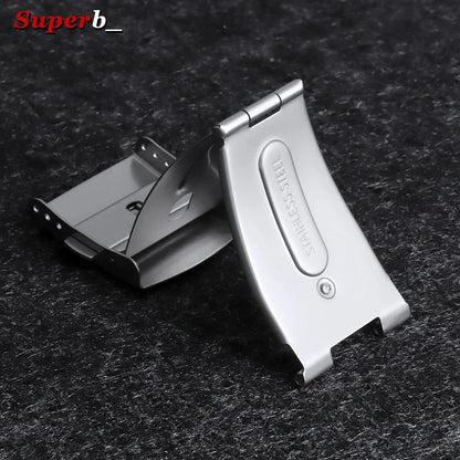 Boucle de montre pliable en acier inoxydable, 12/14/16/18/20/22mm, bouton de sécurité double pression, accessoires de bracelet de montre