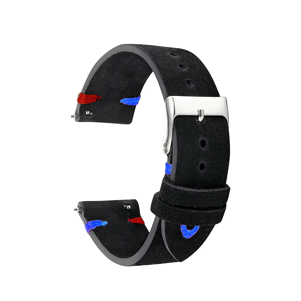 Bracelet de montre en daim et cuir, accessoires de montre 18mm 19mm 20mm 21mm 22mm 23mm 24mm, gris bleu rose vert, bracelets de montre pour hommes