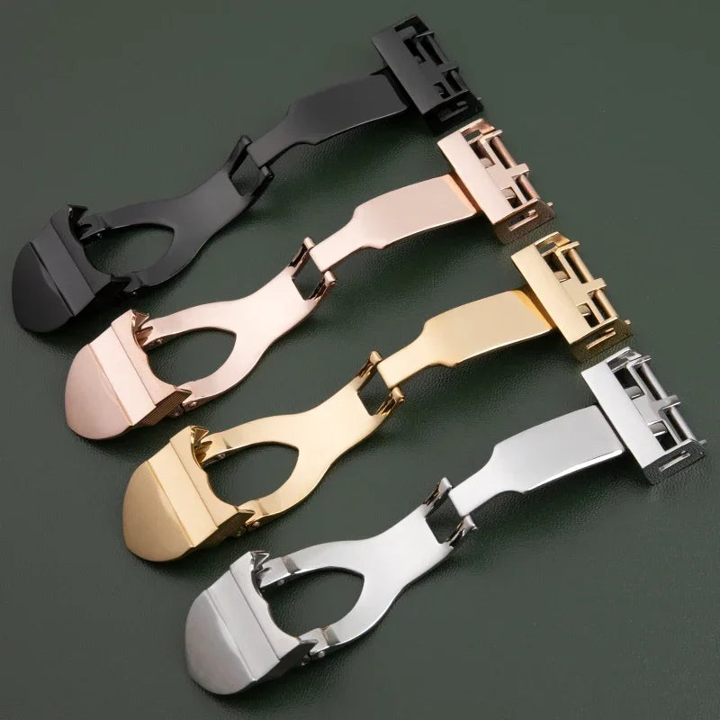 316L Stainless Steel 18mm Deployment Clasp Watch Buckle for Tudor Strap, Leather Rubber Band Replacement Silver Folding Clasp