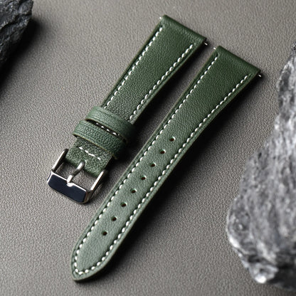 High-End French Goatskin Leather Strap 18 19 20 21 22MM Teal Quick Release, Soft Strap Compatible with GT5 6 41mm 46mm Vintage