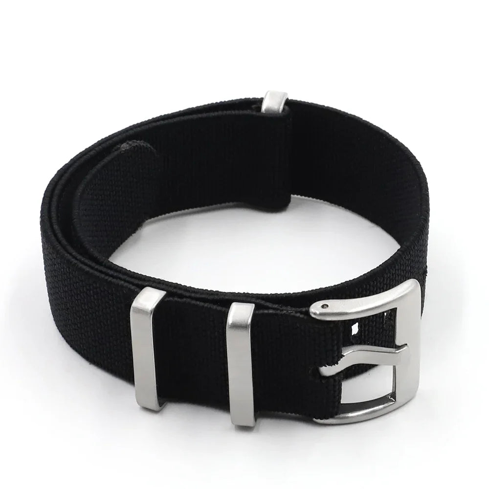 Premium Quality Nylon Watch Strap, 18mm 20mm 22mm, Black, Green, Khaki, Grey, Elastic, Replacement Bracelet for Men