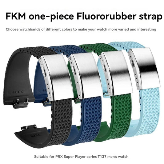 Cinturino in gomma fluorurata FKM premium per Tissot PRX T137.407/T137.907A | Cinturino per orologio a sgancio rapido da 12 mm | Cinturino morbido regolabile