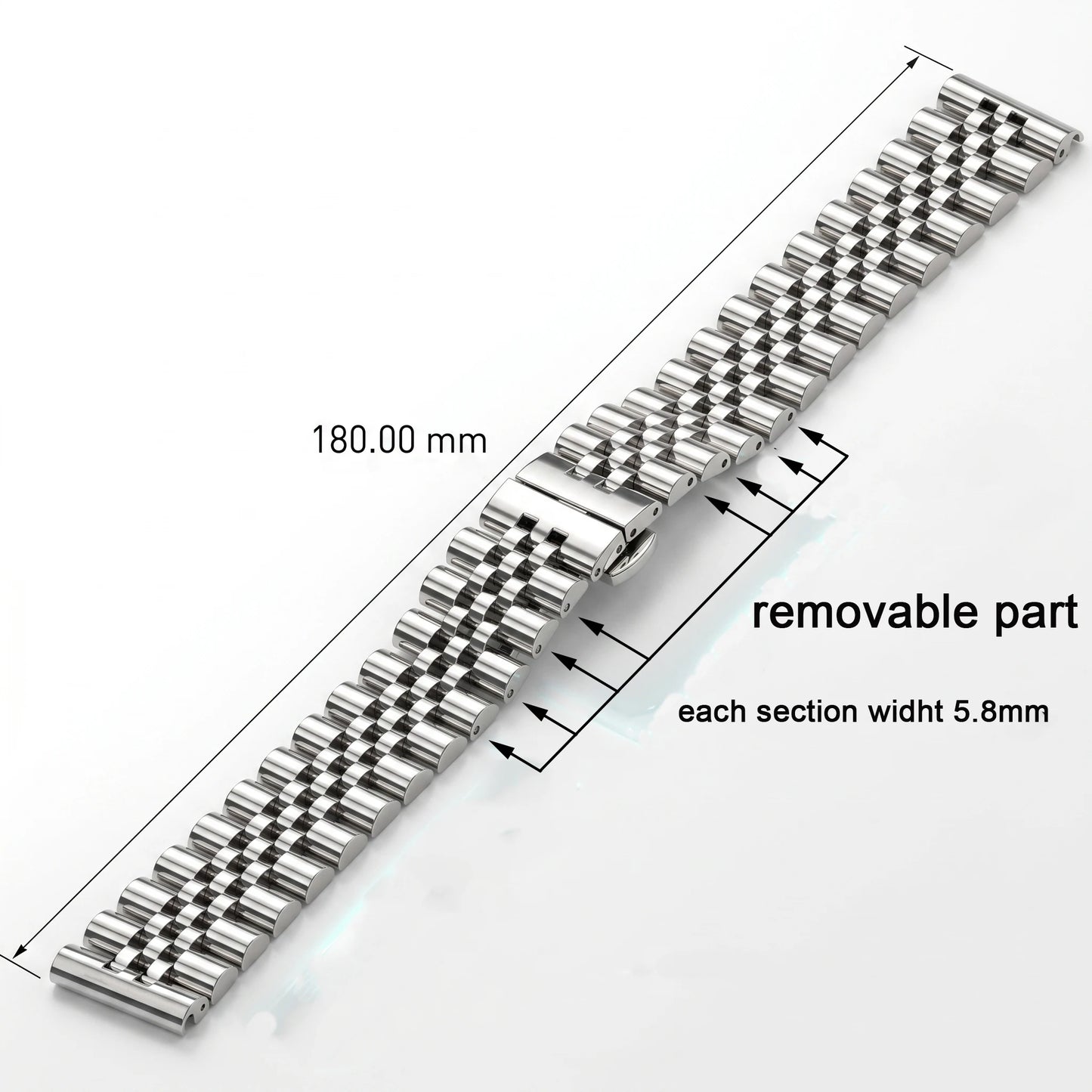 Bracelets de montre en acier inoxydable poli argent 16 18 19 20 21 22mm, accessoires de Bracelet de montre en métal