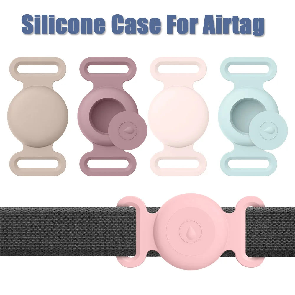 Coque en silicone souple avec porte-clés pour Apple Airtag, collier de chien et de chat, housse de protection anti-rayures pour étiquettes d'air, sacs à dos de bagages