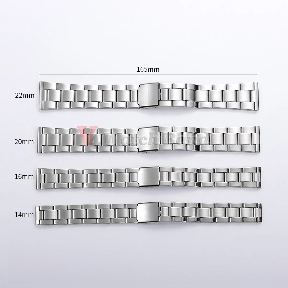 Bracciale universale in metallo, 14mm, 16mm, 18mm, 20mm, 22mm, cinturino per orologio in acciaio per Seiko, Omega, fibbia deployante, accessori da uomo