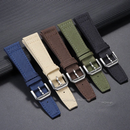 Cinturino per orologio IWC da pilota in tela di nylon, cinturino sportivo impermeabile, cinturino in vera pelle bovina, per uomo e donna, 20mm, 21mm, 22mm