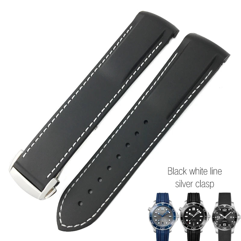 Bracelets de montre en caoutchouc de Silicone 18mm 19mm 20mm 21mm 22mm pour Omega couturier planète océan bracelet de montre de Sport Hydroconquest étanche