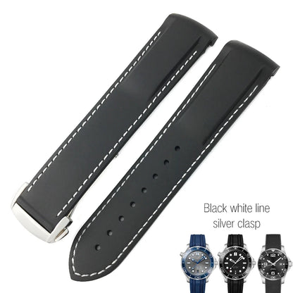 Bracelets de montre en caoutchouc de Silicone 18mm 19mm 20mm 21mm 22mm pour Omega couturier planète océan bracelet de montre de Sport Hydroconquest étanche