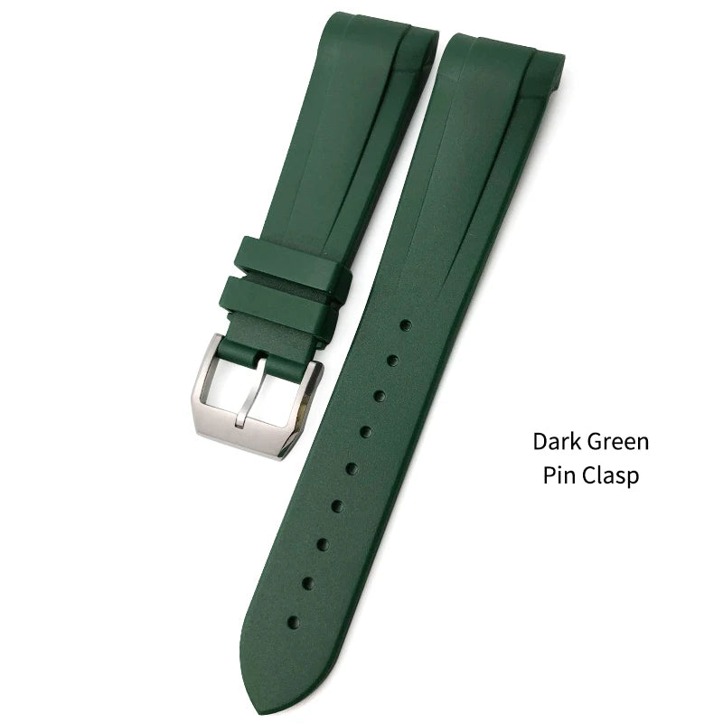 Bracelet de montre en caoutchouc naturel Silione, 22mm 20mm, pour Tudor Black Bay GMT 1958, extrémité incurvée, boucle pliante, vert, bleu, rouge