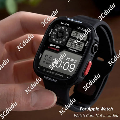 Étui en silicone + bracelet pour Apple Watch Series 11/10/9/8/7/6/SE/Ultra3, bracelet sport avec pare-chocs protecteur
