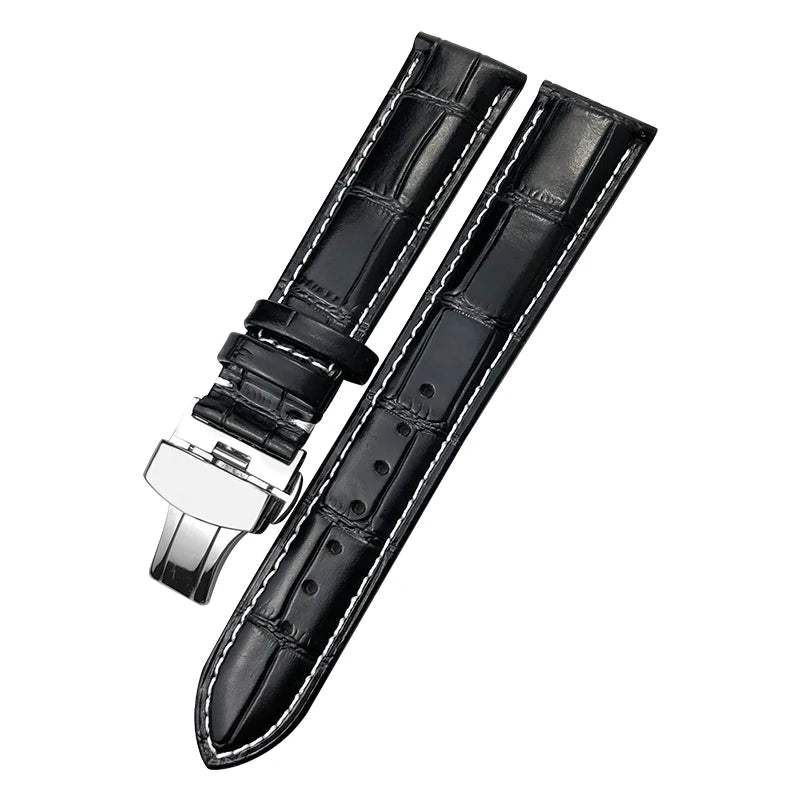 Bracelet de montre en cuir véritable pour Omega Tissot Longines, bracelet en cuir de vachette, fermoir papillon O SEIKO, acity, 14mm, 16mm, 18mm, 19mm, 20mm, 21mm, 22mm