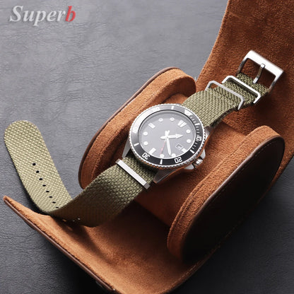 Nouveau Bracelet de montre en Nylon nervuré 20mm 22mm Bracelet de montre universel boucle militaire lavable Bracelet pour hommes bracelets accessoires de montre