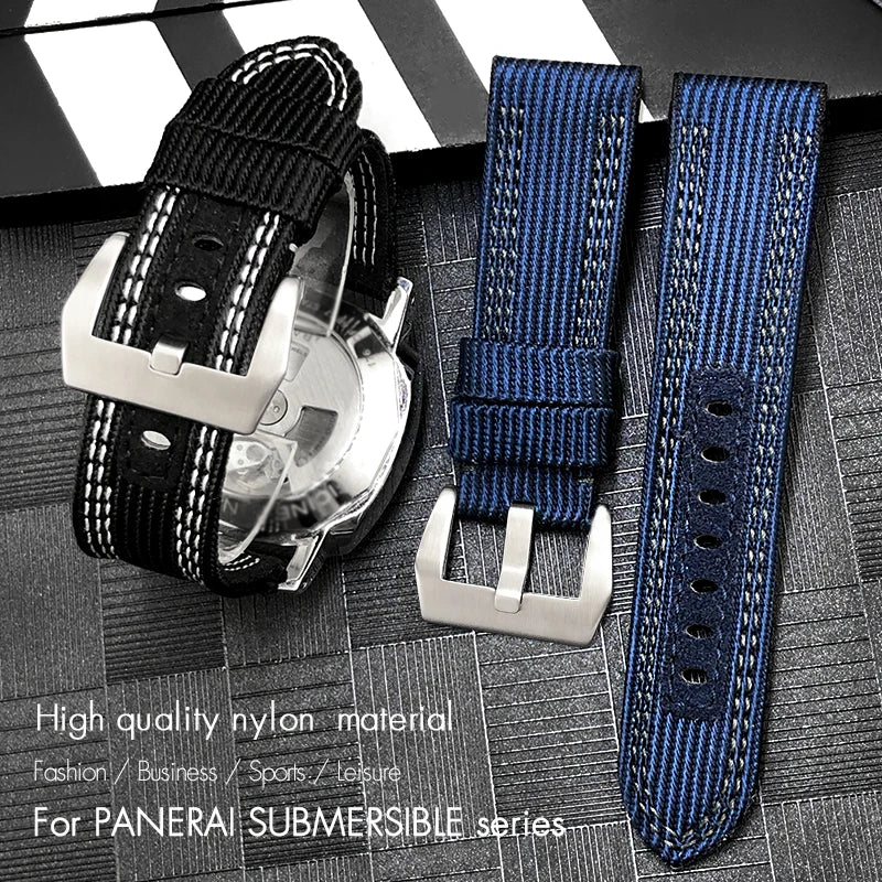 Cinturino per orologio in nylon per Panerai PAM00985 SUBMERSIBLE LUMINOR, in tela, nero, blu, verde, alta qualità, 24 mm, 26 mm, nuovo