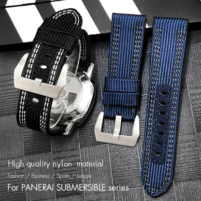 Cinturino per orologio in nylon per Panerai PAM00985 SUBMERSIBLE LUMINOR, in tela, nero, blu, verde, alta qualità, 24 mm, 26 mm, nuovo