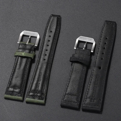 Cinturino per orologio in tela di nylon, 20 mm 21 mm 22 mm, per orologio da pilota IWC Portugal PORTOFINO, cinturino in tessuto, fibbia pieghevole, cinturino in pelle bovina
