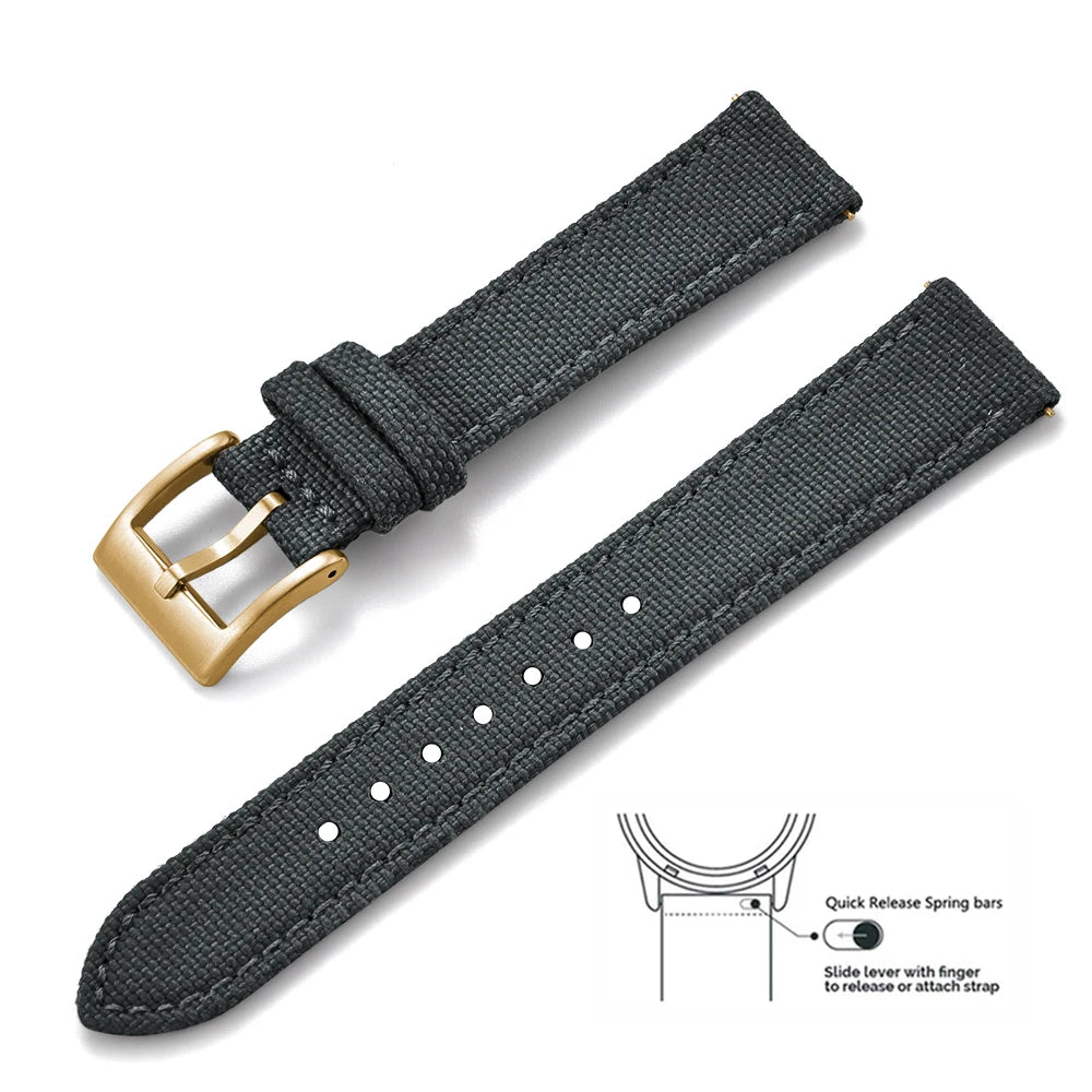 Bracelets en toile et Nylon en cuir, 18mm, 20mm, 22mm, à dégagement rapide, en tissu Vintage, pour montres Huawei Samsung