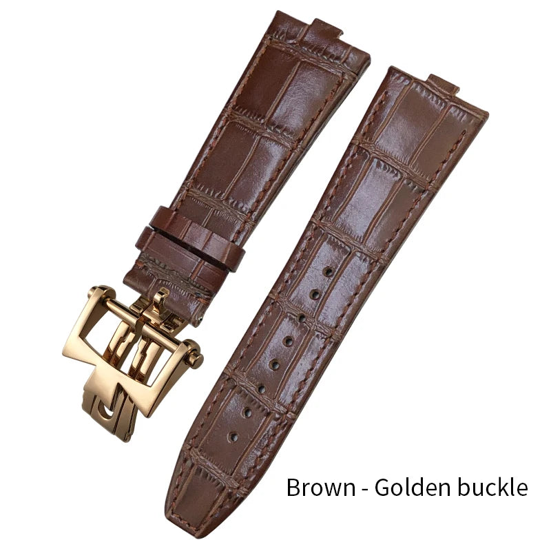 Bracelet de montre en cuir à démontage rapide 24x7mm pour Vacheron Constantin Overseas 4300V 4500V 5500V, bracelet de montre étanche noir et marron