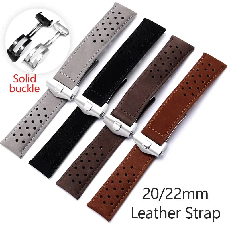 Bracelet en cuir véritable pour Tag Heuer Carrera Monaco Series, en cuir de vache givré, 20 22mm, bracelet universel, accessoires de montre