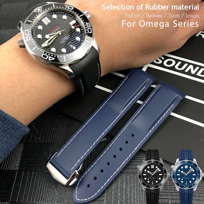 Bracelet de montre en caoutchouc et Silicone, 20mm 22mm, 19mm 21mm, pour montre Omega Seamaster 300 Planet Ocean, Longines Seiko SKX 007