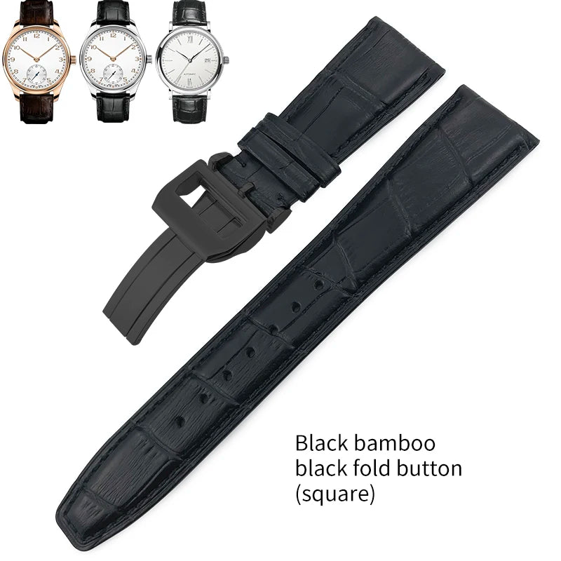 Bracelet de montre en cuir véritable pour hommes, 20mm, 21mm, 22mm, pour IWC, portugais, pilote, marron, noir, bleu