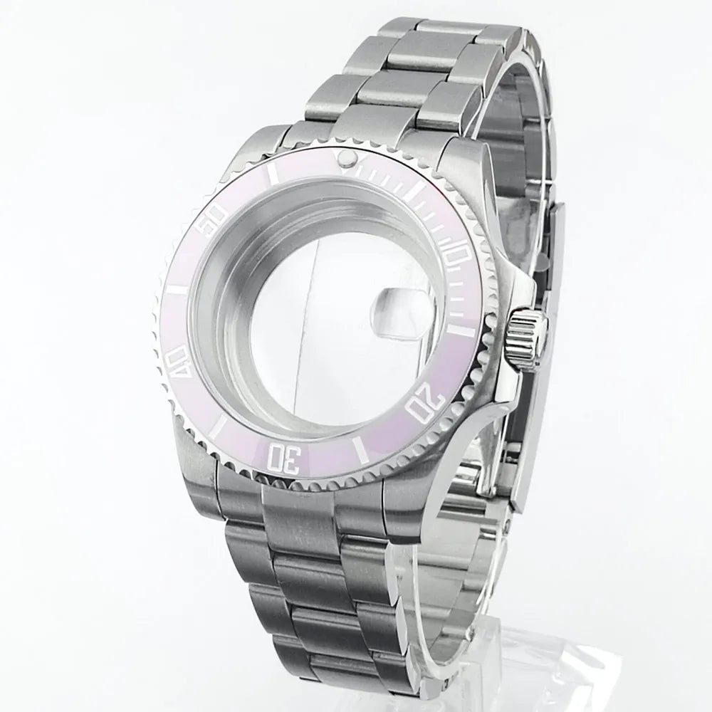    40.5mm sous-montre verre saphir boîtier en métal ajustement NH35/36/38 mouvement ajustement 28.5mm cadran pièces de montre accessoires boîte de montre bande