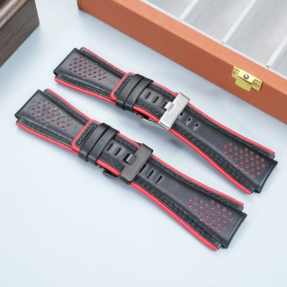 Pour Bell Ross B & R BR01 BR03 bracelet de montre en cuir véritable souple de haute qualité BR convexe 24mm peau de vache hommes bracelet de montre accessoires