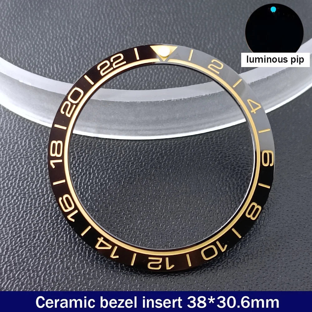 38mm x 30.6mm Sloped Ceramic Bezel GMT and Diving Watch Insert for 40mm Men's Watch Replacement Watch Bezel Inserts